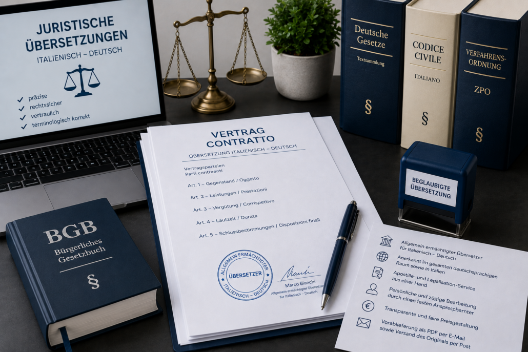 juristische Übersetzungen Italienisch Deutsch – Fachübersetzungen für Recht und Verträge