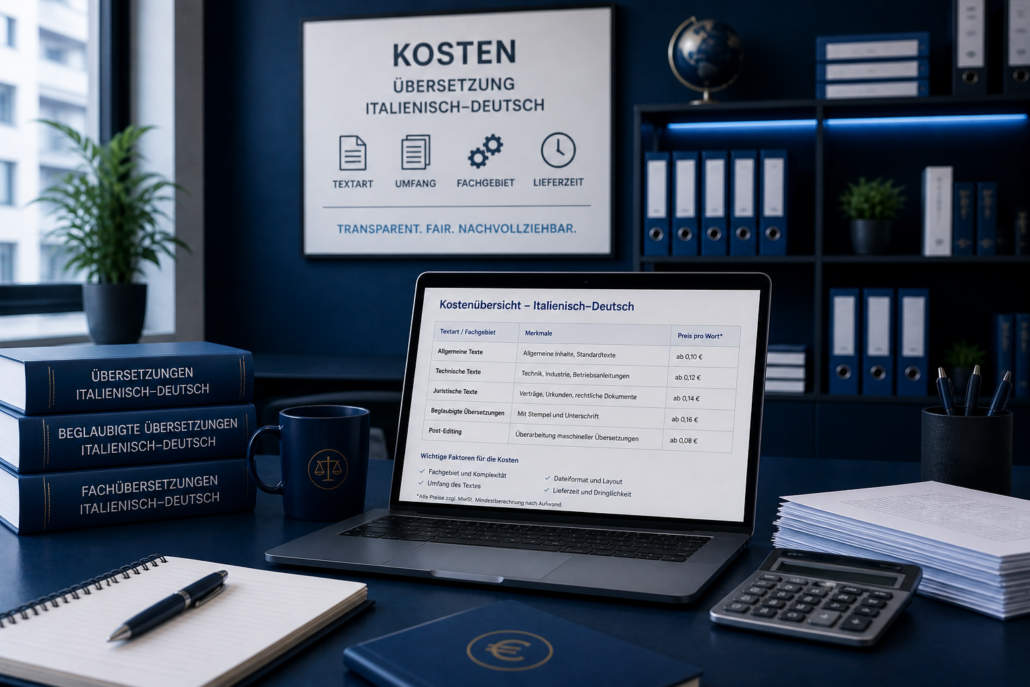 Kosten Übersetzung Italienisch Deutsch – transparente Preisgestaltung und Angebot